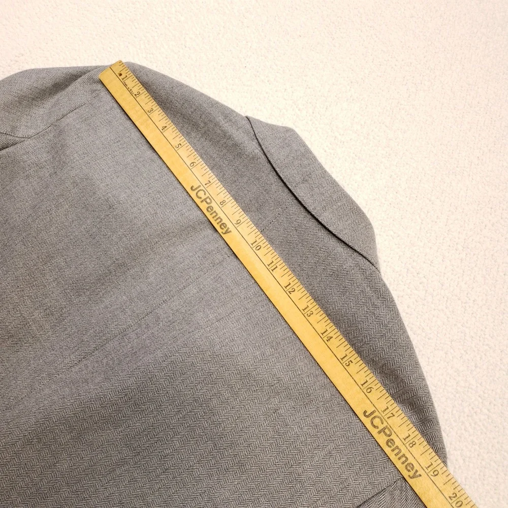 Banana Republic Sport Coat Mens 44R Gray Herringbone Slim Fit Cotton Blazer